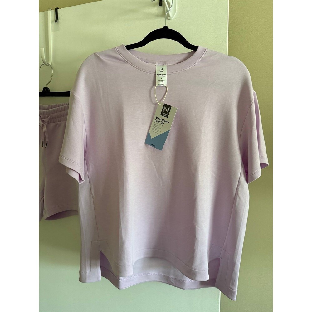 Members Mark Short Sleeve Luxe Tee & Shorts Set Lavender Purple Womens Large NWT